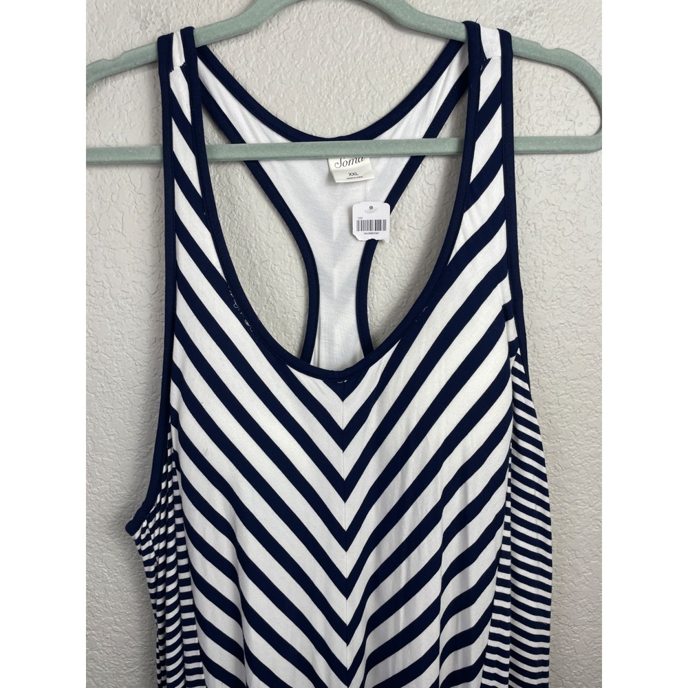 Soma Bra Dress Women's XXL Navy White Striped Maxi Nautical Resort Beachy NWT - Picture 5 of 16